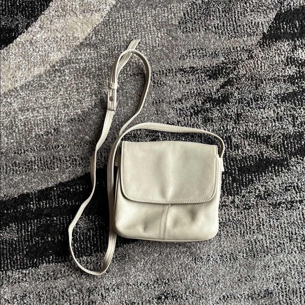 Derek Alexander Beige Leather Crossbody Purse